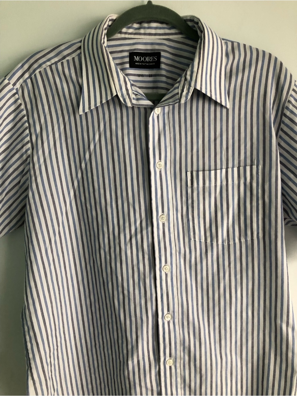Moores Blue & White Stripe Short-Sleeve Casual Button-Down Shirt